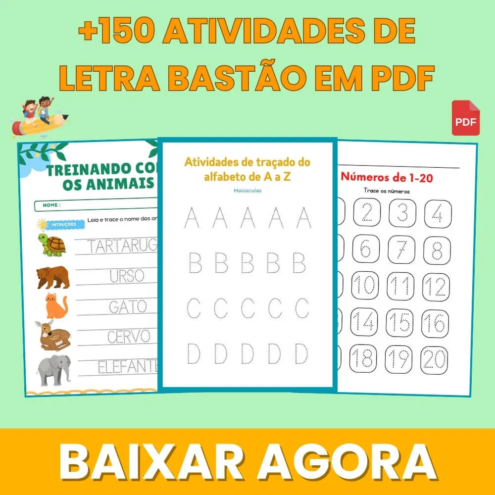 Caderno de Atividades de Letra Bastão para Imprimir PDF