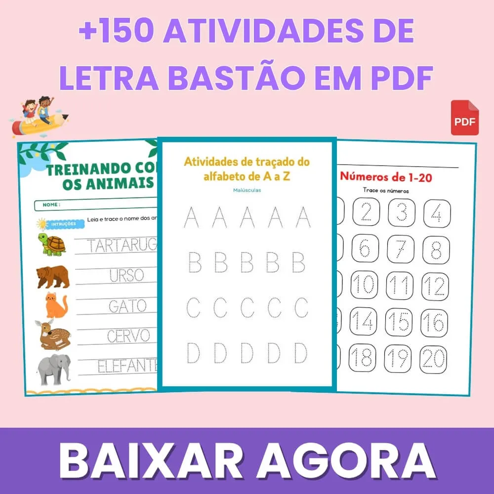 Caderno de Atividades de Letra Bastão para Imprimir PDF