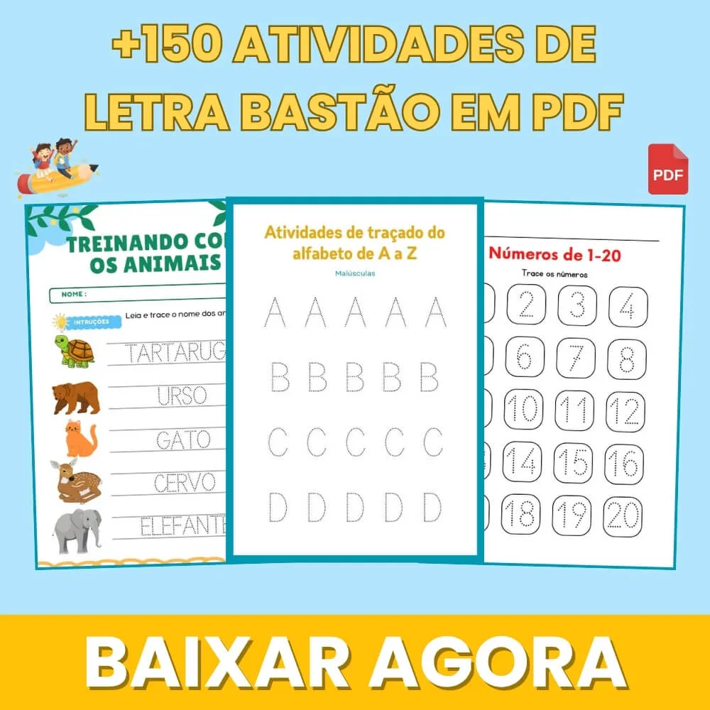 Caderno de Atividades de Letra Bastão para Imprimir PDF