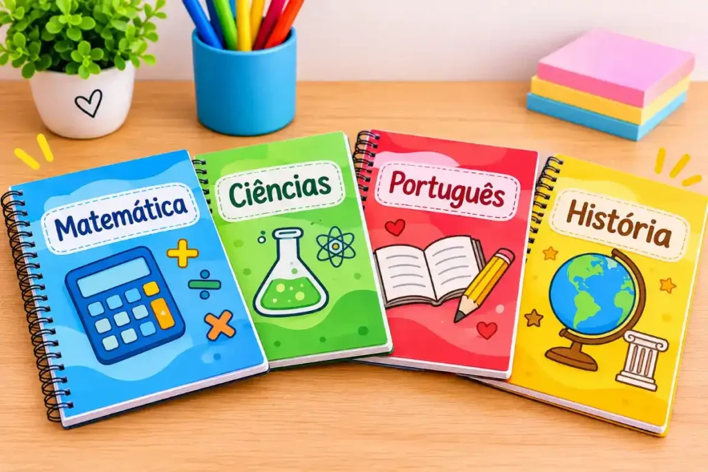 Personalize as capas dos cadernos