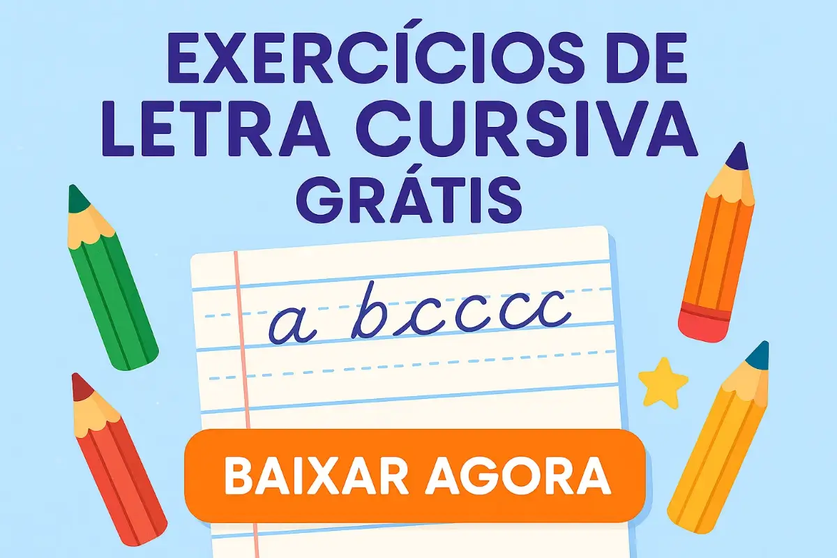 Exercícios no Caderno de Letra Cursiva Grátis para Crianças