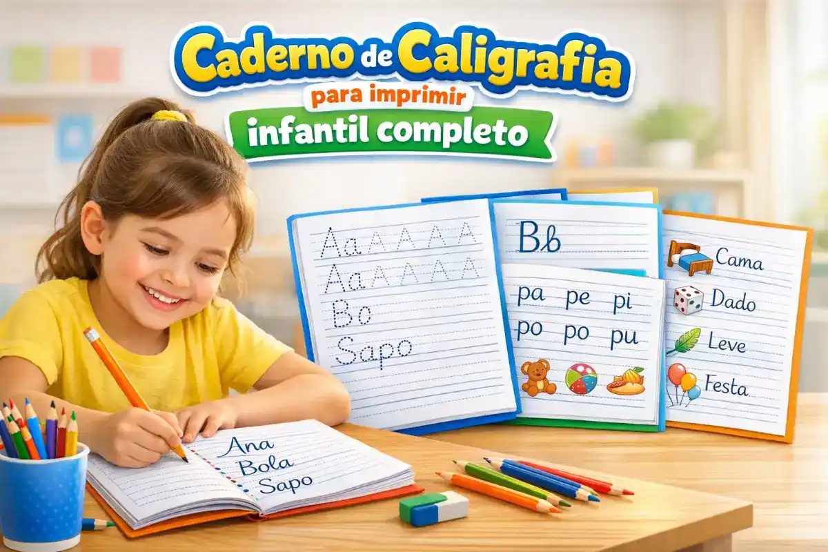 Caderno de caligrafia infantil para imprimir completo