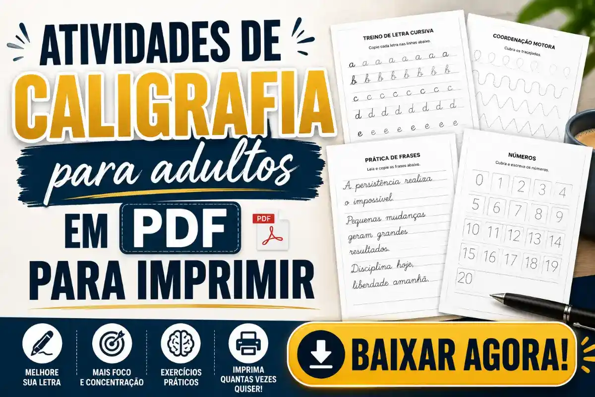 Atividades de caligrafia para adultos em PDF para imprimir