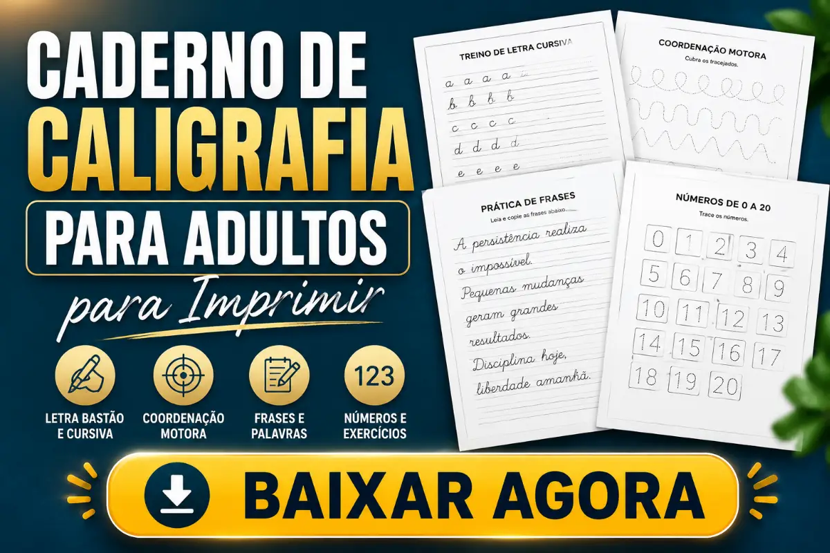 Caderno de Caligrafia para Adultos para Imprimir PDF