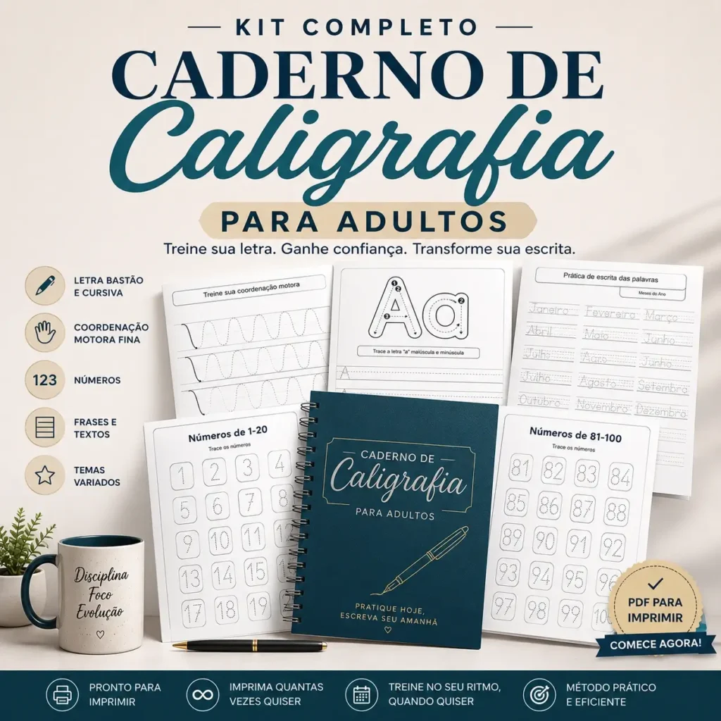 Caderno de caligrafia para adultos para imprimir pdf