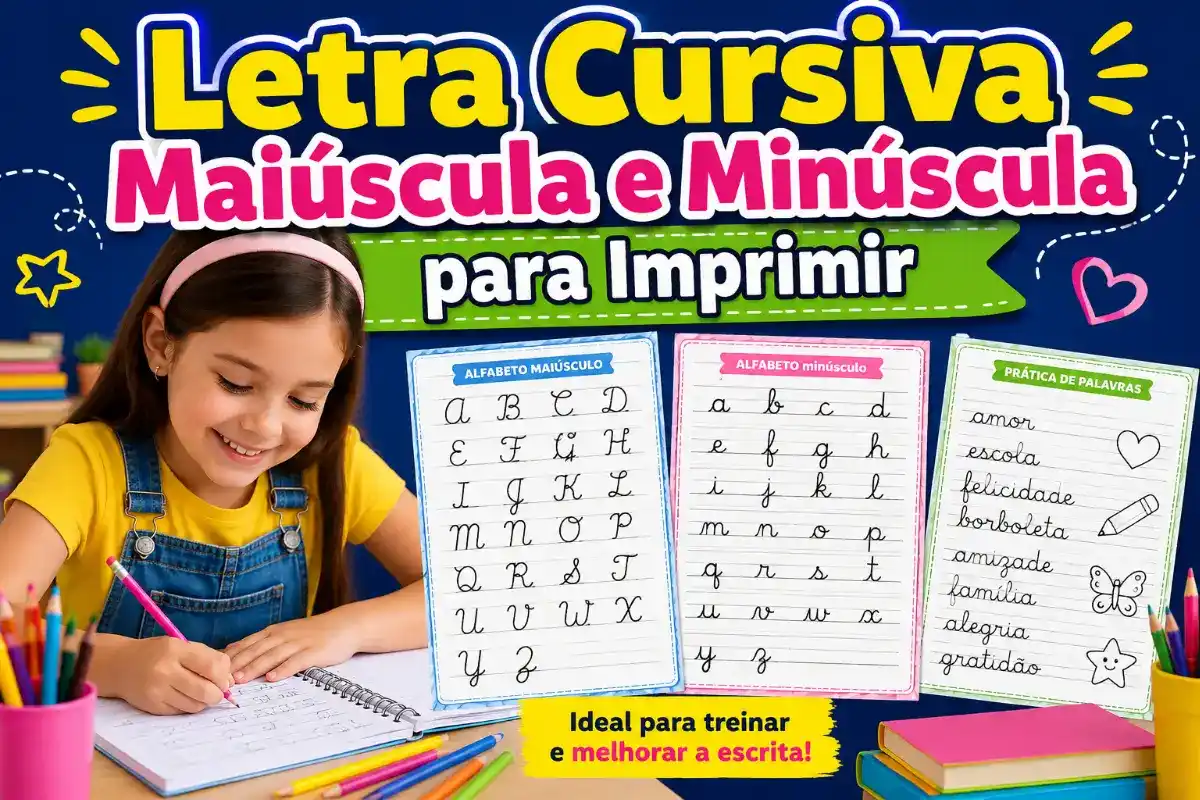 Letra Cursiva Maiúscula e Minúscula para imprimir PDF