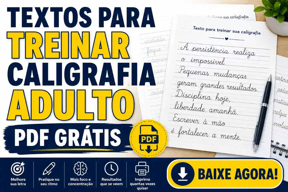 Textos para treinar caligrafia adulto PDF grátis para imprimir