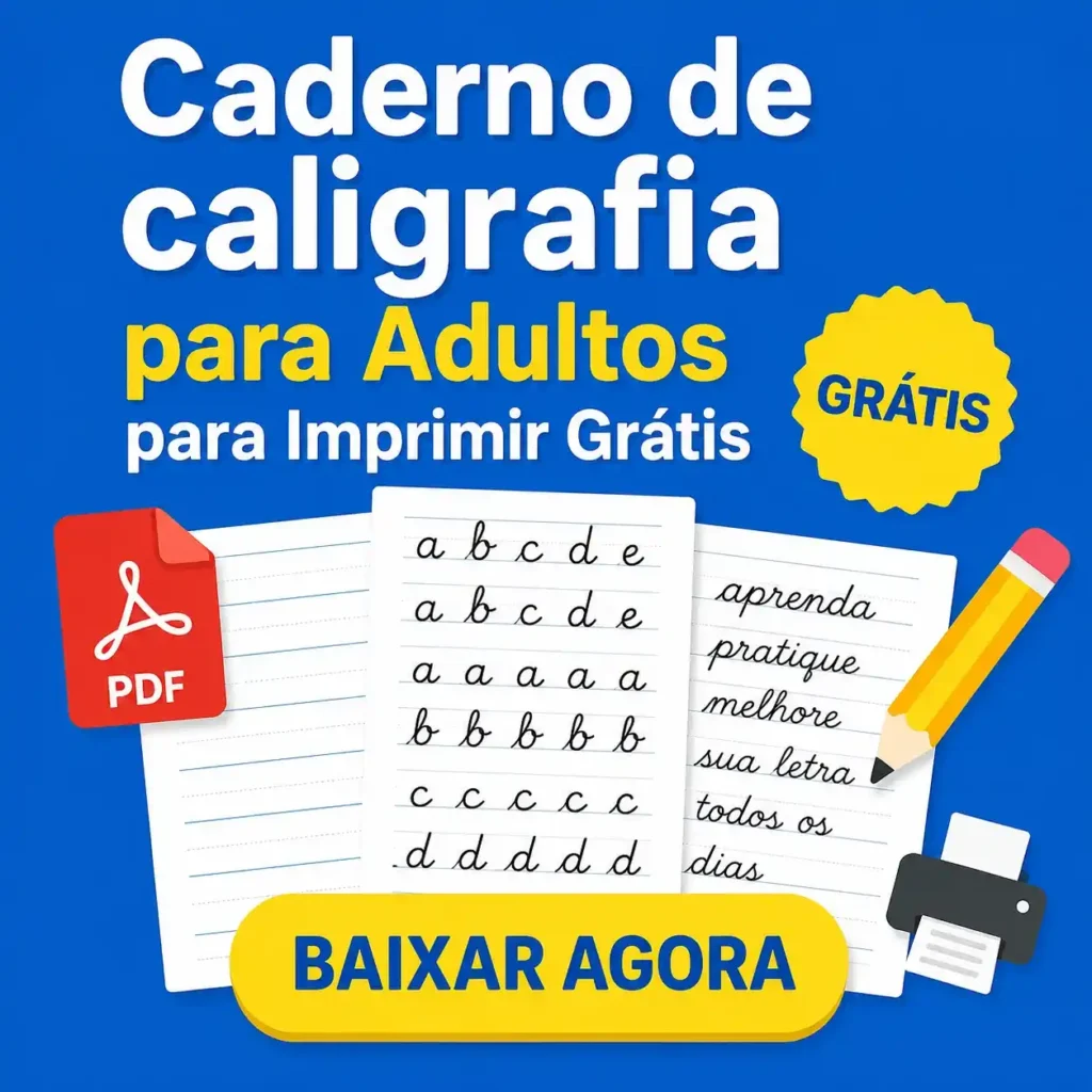 Caderno de caligrafia para Adultos para Imprimir Grátis em PDF
